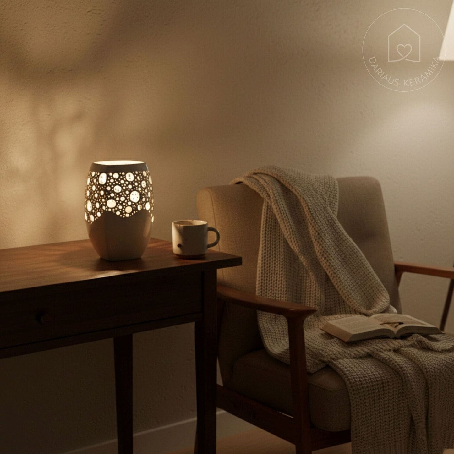 Keraminė vaza-žvakidė su ažūriniu raštu - rankų darbo keramika - Dariaus Keramika