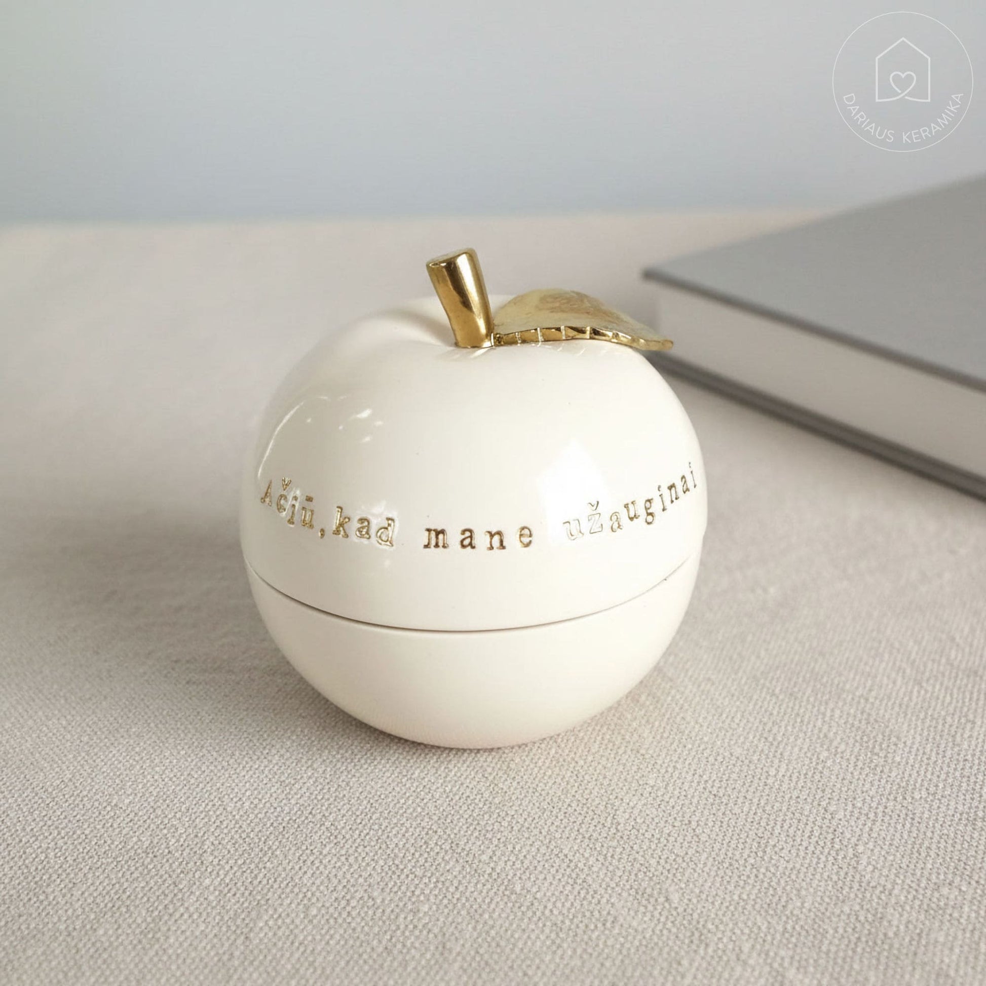 Keraminis dubenėlis su padėka tėvams - vestuvinė dovana su auksu ir vardais - Dariaus Keramika