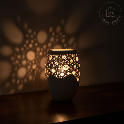 Keraminė vaza-žvakidė su ažūriniu raštu - rankų darbo keramika - Dariaus Keramika