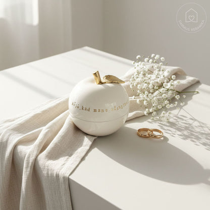 Keraminis dubenėlis su padėka tėvams - vestuvinė dovana su auksu ir vardais - Dariaus Keramika