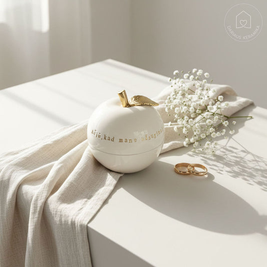 Keraminis dubenėlis su padėka tėvams - vestuvinė dovana su auksu ir vardais - Dariaus Keramika