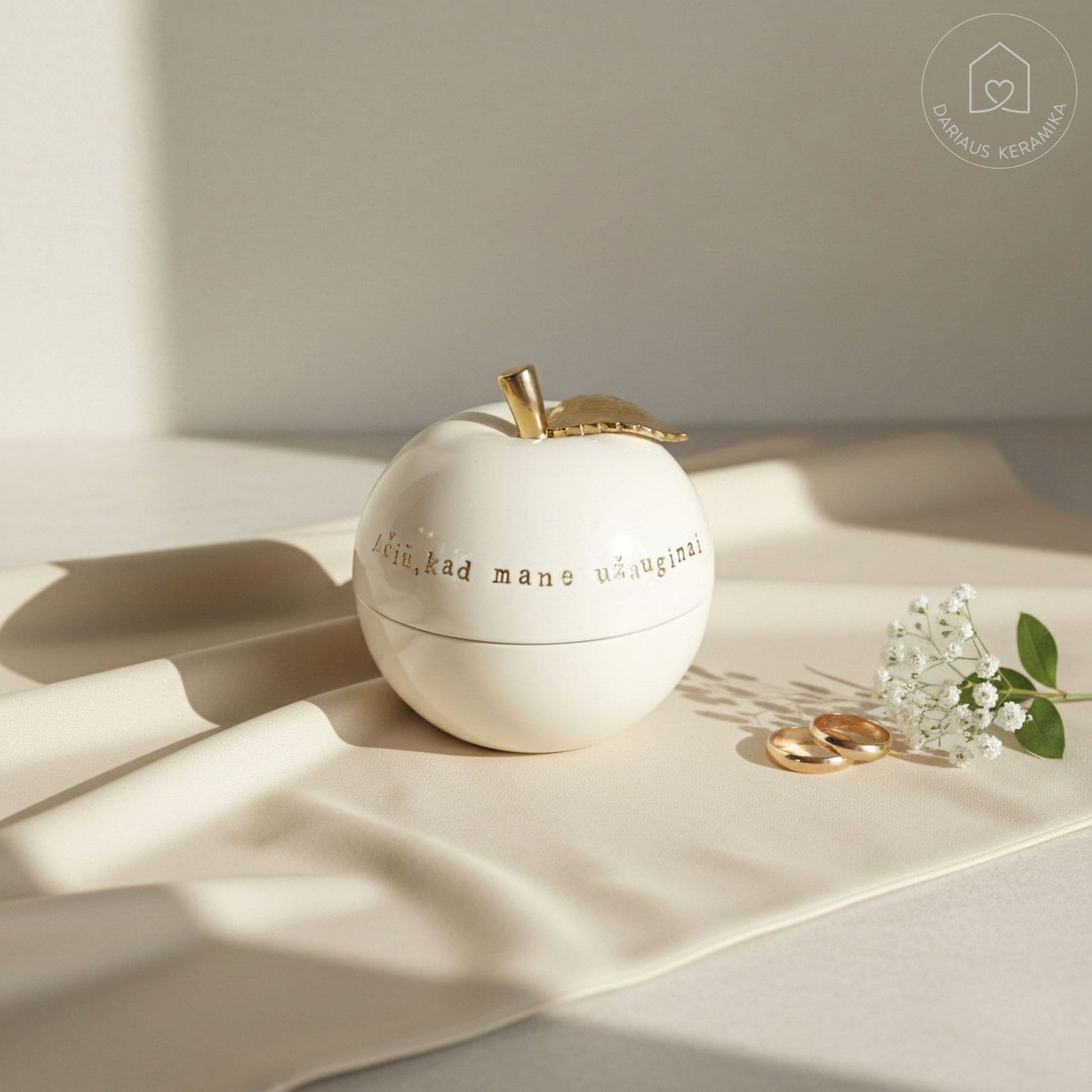 Keraminis dubenėlis su padėka tėvams - vestuvinė dovana su auksu ir vardais - Dariaus Keramika