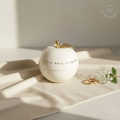 Keraminis dubenėlis su padėka tėvams - vestuvinė dovana su auksu ir vardais - Dariaus Keramika
