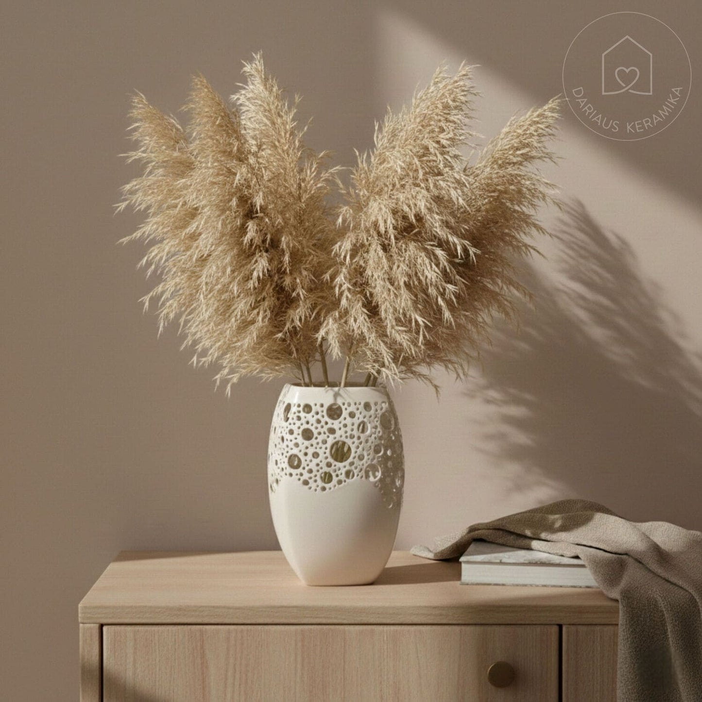 Keraminė vaza-žvakidė su ažūriniu raštu - rankų darbo keramika - Dariaus Keramika