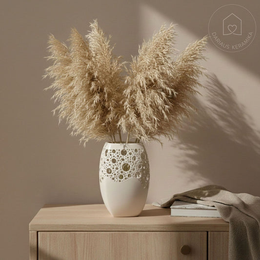 Keraminė vaza-žvakidė su ažūriniu raštu - rankų darbo keramika - Dariaus Keramika