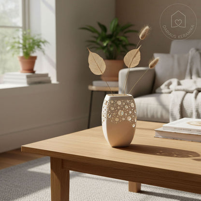 Keraminė vaza-žvakidė su ažūriniu raštu - rankų darbo keramika - Dariaus Keramika