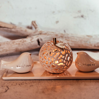 Vestuvių žvakidė dovana dekoras balandis love meilė auksas personalizuota cake topper figūrėlė gimtadienis kalėdos nauji metai dovana keramika molis namų dekoras dariaus keramika