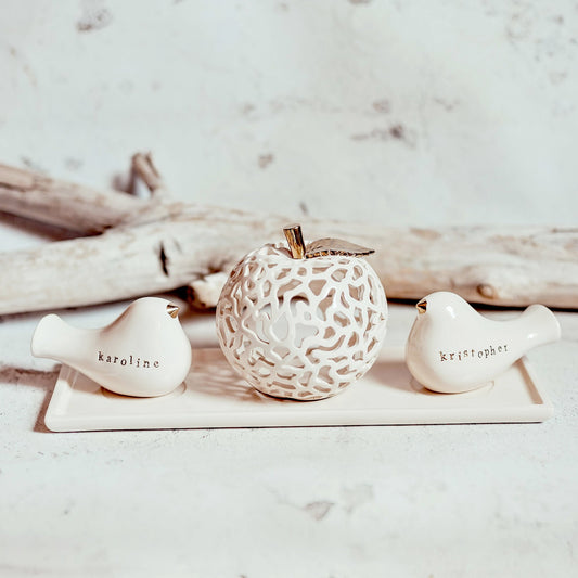 Vestuvių žvakidė dovana dekoras balandis love meilė auksas personalizuota cake topper figūrėlė gimtadienis kalėdos nauji metai dovana keramika molis namų dekoras dariaus keramika