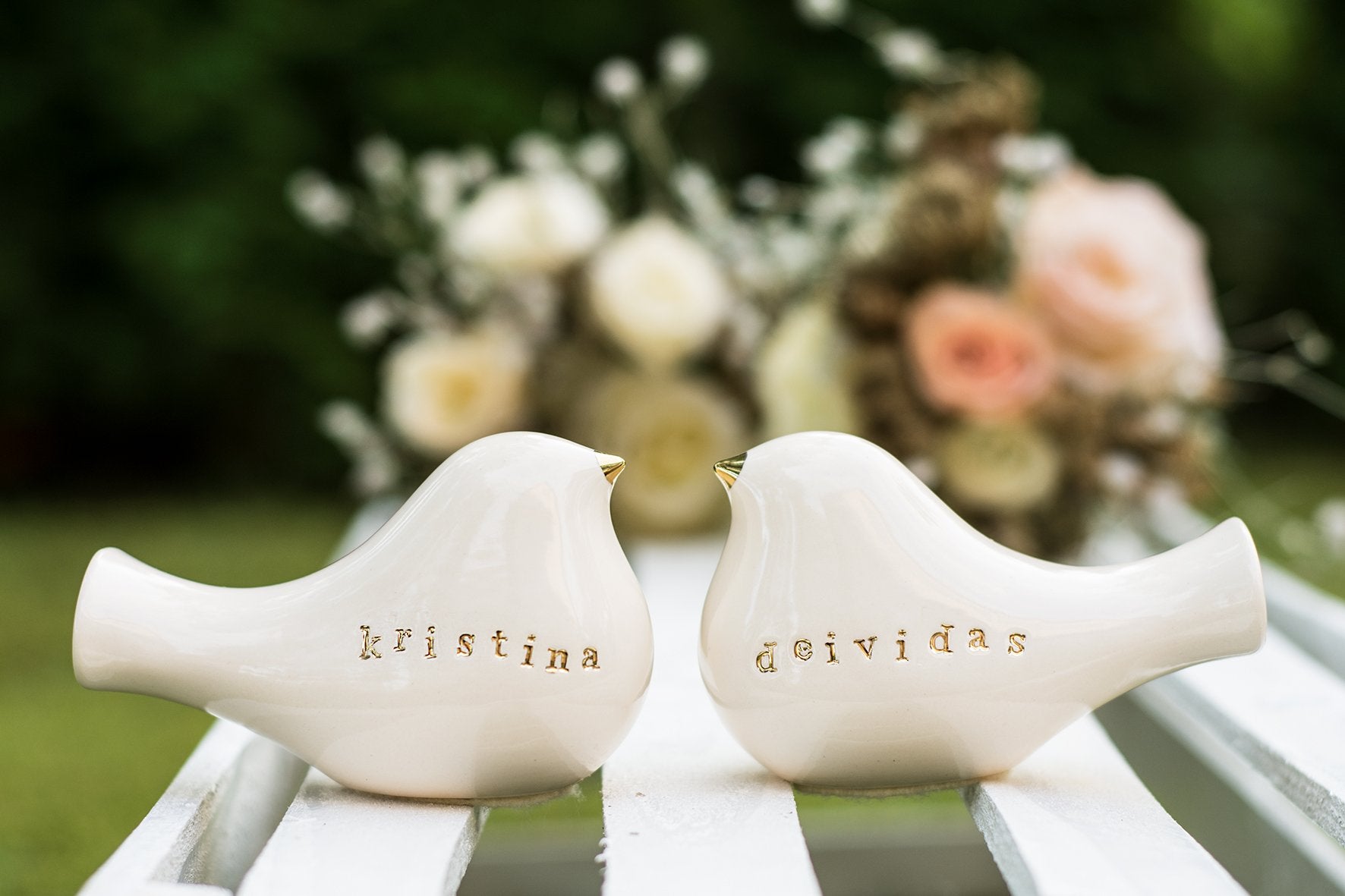 Vestuvių žvakidė dovana dekoras balandis love meilė auksas personalizuota cake topper figūrėlė gimtadienis kalėdos nauji metai dovana keramika molis namų dekoras dariaus keramika