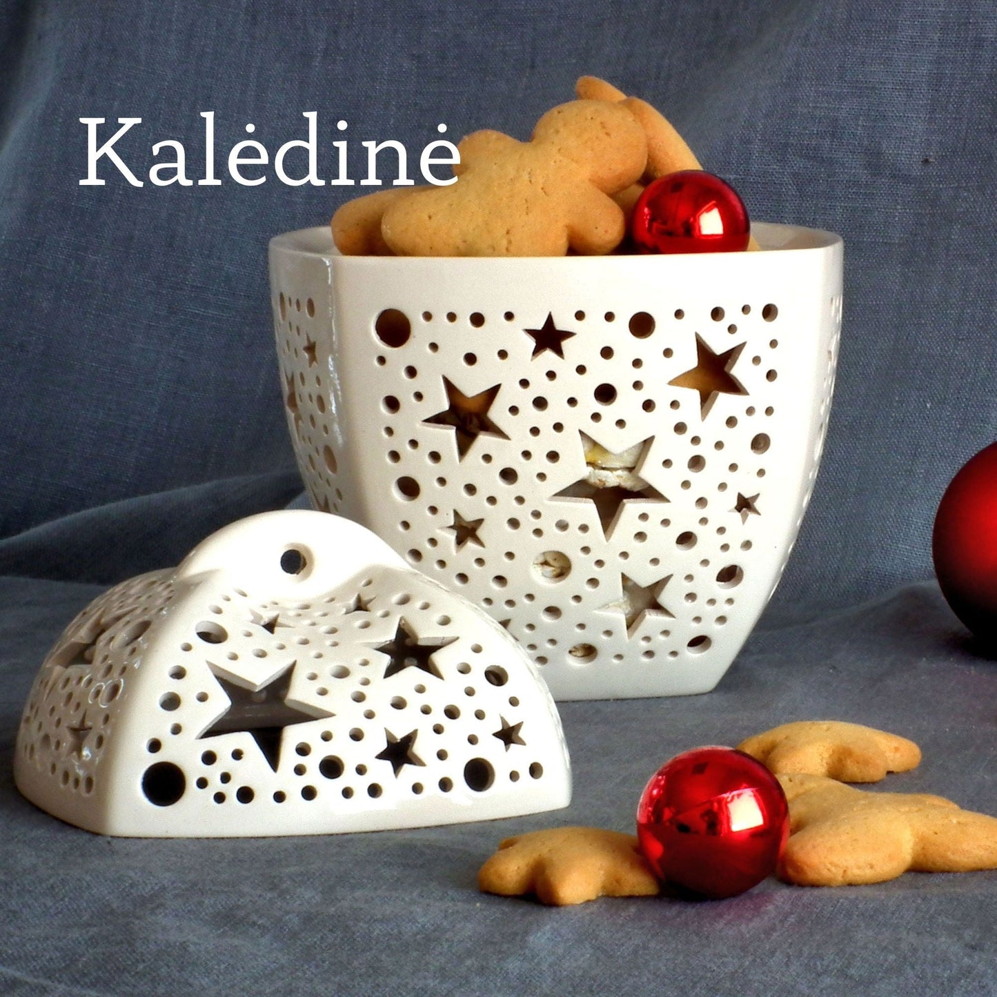 Ažūrinė keraminė vaisinė su dangteliu (įvairių raštų) - Dariaus keramika