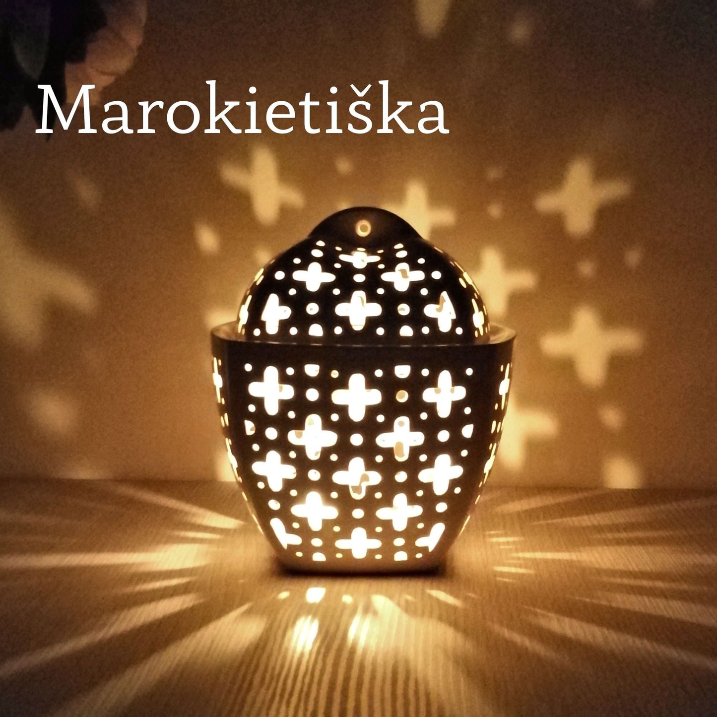 Rankų darbo ažūrinė keraminė žvakidė su dangteliu ir dubenėliu, įvairių raštų ir spalvų – Dariaus keramika