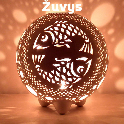 Ažūrinė keraminė žvakidė „Zodiako ženklai“ - Dariaus keramika