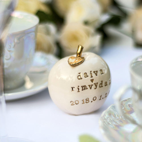 Auksas personalizuota obuolys šeimos medis židinys gimtadienis kalėdos nauji metai vestuvės dovana keramika molis namų dekoras dariaus keramika